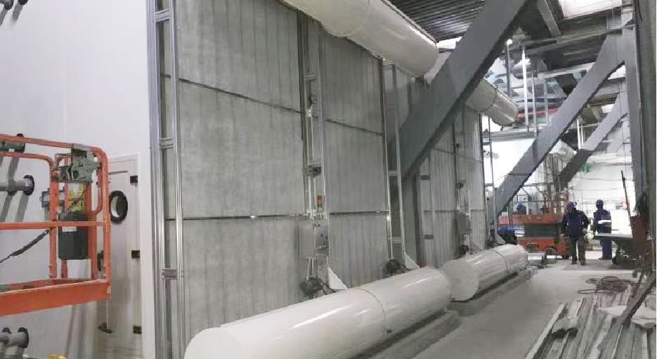 德淮半导体新建车间 卷帘过滤器安装现场（自动控制卷帘过滤棉更换）